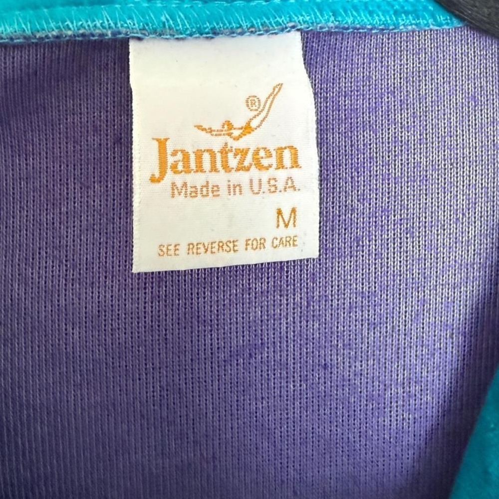 Vintage Jantzen Velour Colorblock Zip Up Track Jacket Made USA - Picture 6 of 8